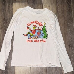 Life Is Good White Grinch Long Sleeve Tee